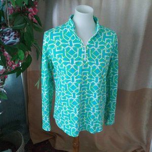 Icikuls Size L Blue Green Half Zip UPF 50 top